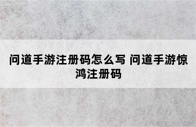 问道手游注册码怎么写 问道手游惊鸿注册码